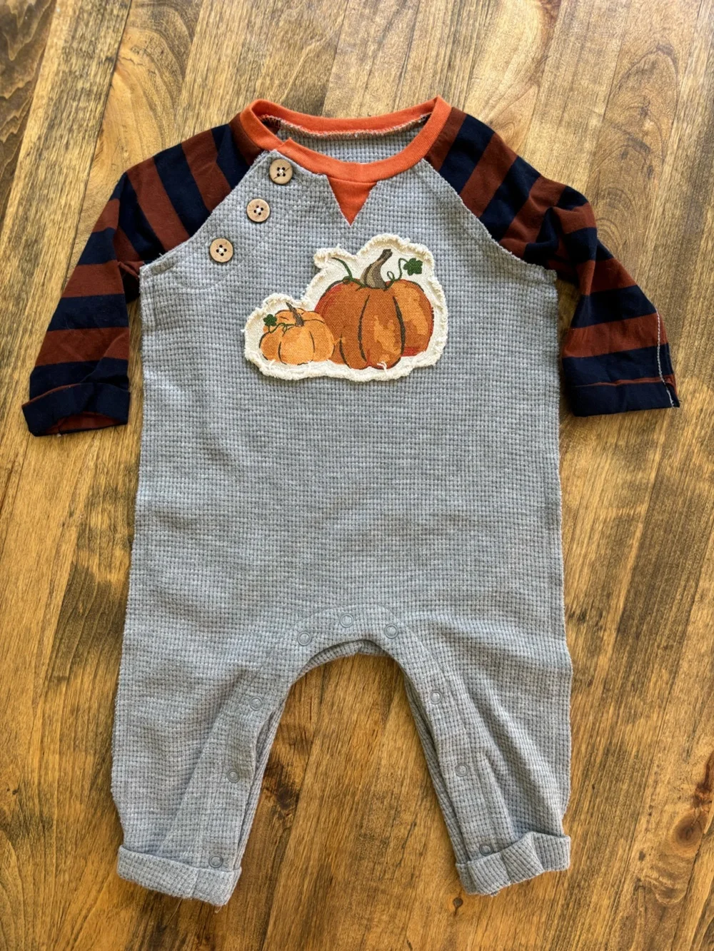 Baby Fall Pumpkin Thermal One Piece Outfit